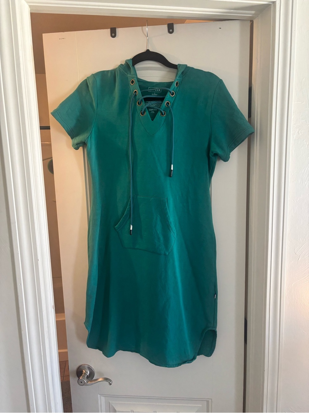 Kickee Casual Teal Hooded Short Sleeve Dress